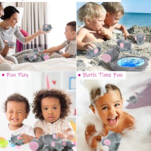 DolliBu Elephant Family Animal Bath Squirters 4 Piece Bath Toy Set, Children Bath Toys for Bathtime & Water Fun, Girls & Boys Floating Rubber Squirt Toys, Pool Toys for Kids - Gray Elephant