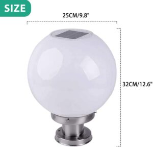 Pcqre Creative Acrylic Landscape Light Outdoor Solar Globe Column Light Double Color Waterproof Pillar Lamp Villa Garden Post Lantern Lawn Street Lamp E27 Pole Lamp (Size : Height-25cm)