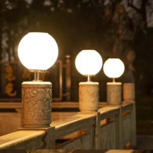 Pcqre Creative Acrylic Landscape Light Outdoor Solar Globe Column Light Double Color Waterproof Pillar Lamp Villa Garden Post Lantern Lawn Street Lamp E27 Pole Lamp (Size : Height-25cm)