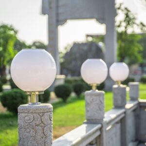 Pcqre Creative Acrylic Landscape Light Outdoor Solar Globe Column Light Double Color Waterproof Pillar Lamp Villa Garden Post Lantern Lawn Street Lamp E27 Pole Lamp (Size : Height-25cm)