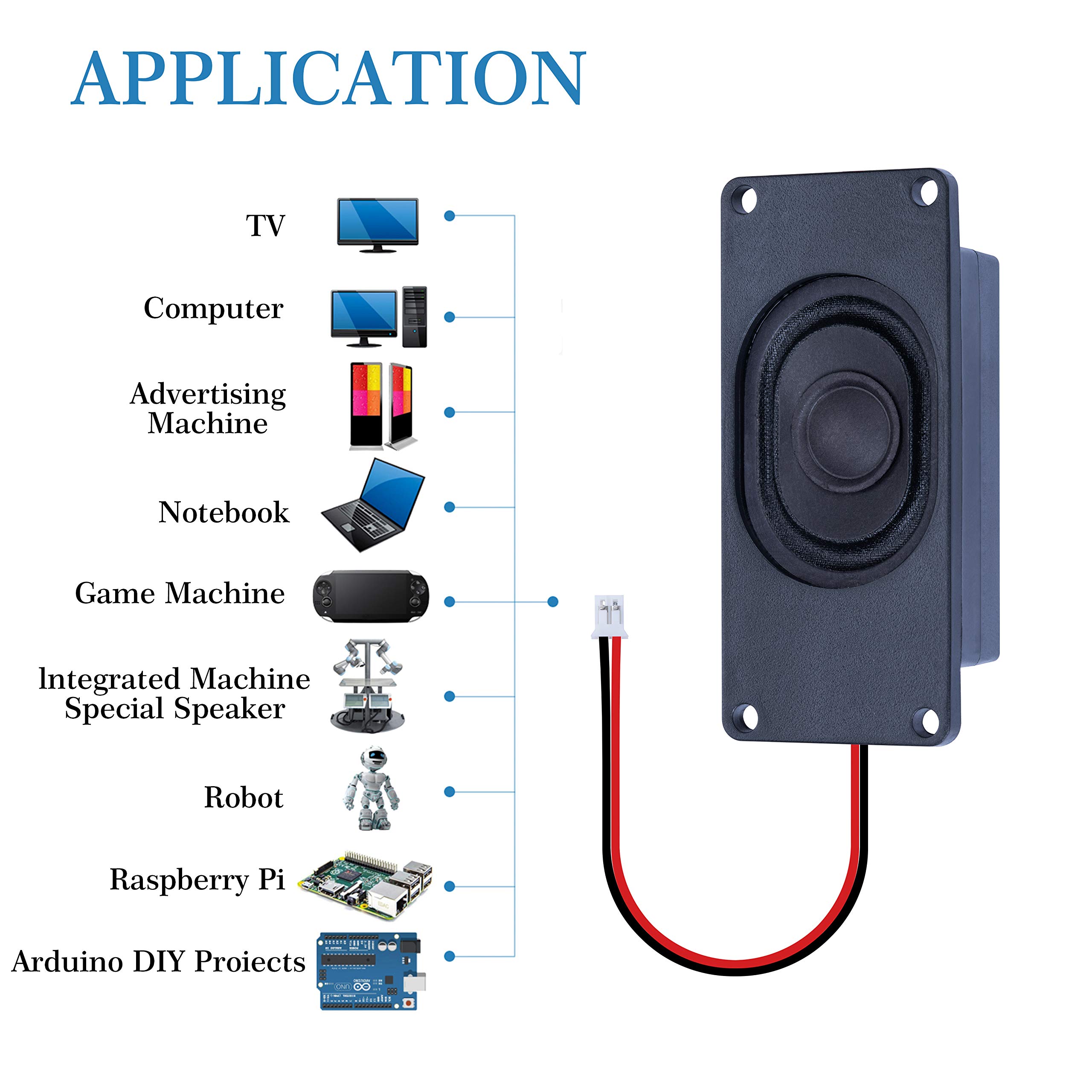 CQRobot Speaker 3 Watt 4 Ohm Compatible with Arduino Motherboard, JST-PH2.0 Interface. It is Ideal for a Variety of Small Electronic Projects.