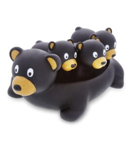 dollibu black bear family animal bath squirters 4 piece bath toy set, children bath toys for bathtime & water fun, girls & boys floating cute animal rubber squirt toys, pool toys for kids - black bear