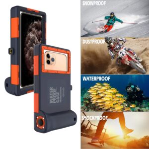 Willbox Professional [15m/50ft] Diving Surfing Swimming Snorkeling Photo Video Waterproof Protective Case Underwater Housing for Galaxy and iPhone Series Smartphones with Lanyard (Orange)