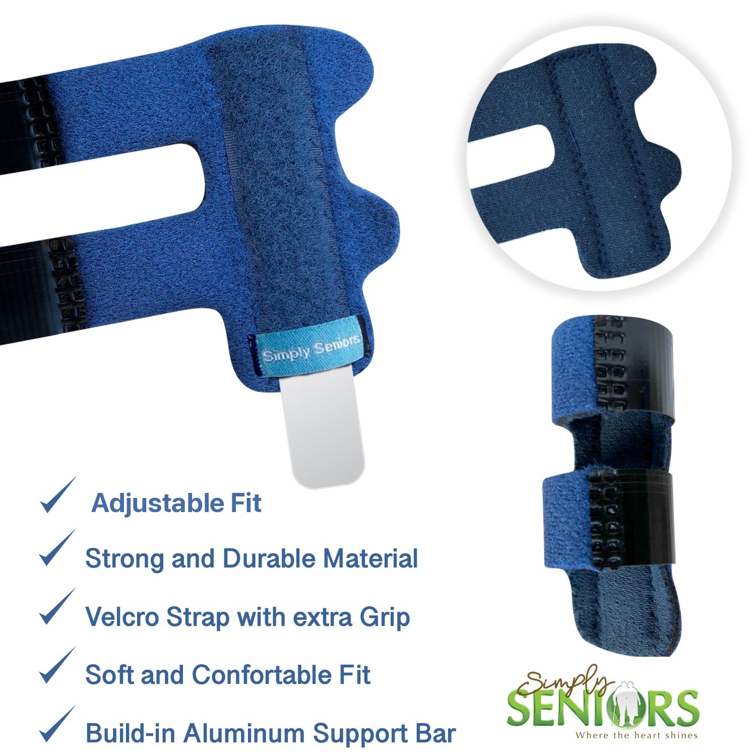 Simply Seniors Finger Splints - Set of 2 Splints & 2 Sleeves - Pain & Arthritis Relief - Brace for Trigger, Mallet & Broken Finger - Fits Index, Middle, Ring - Adjustable Support for Injury & Sprain