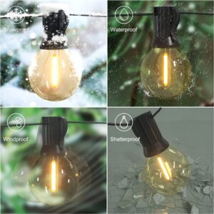 Abeja 25 Feet Outdoor String Lights G40 Led Globe Patio Lights with 25 Shatterproof Bulbs (2 Spare), LED String Lights Commercial Grade Waterproof Backyard Lights for Outside Porch Bistro, Black Wire