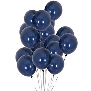 maylai 50 pack navy blue balloons 12 inch(thick 3.2g/pc) for wedding birthday party,dark blue balloons round chrome helium balloons, navy balloons for cowboy party decorations
