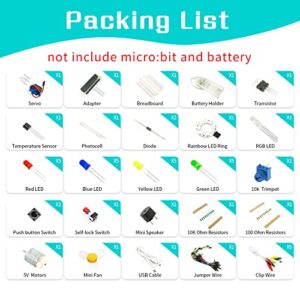 ELECFREAKS microbit Starter Kit for Kid 24 Accessories Micro:bit Basic Coding Electronics Kit, STEM Educational DIY Experiment Kit, Electric Circuit Learning with Guidance Manual(Without Micro: bit)