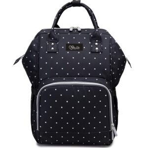 milky chic mommy diaper bag- waterproof usb charging port stroller straps changing pad (dots)