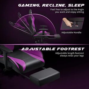 Homall Gaming Chair Computer Office Chair Ergonomic Desk Chair with Footrest Racing Executive Swivel Chair Adjustable Rolling Task Chair (Purple)