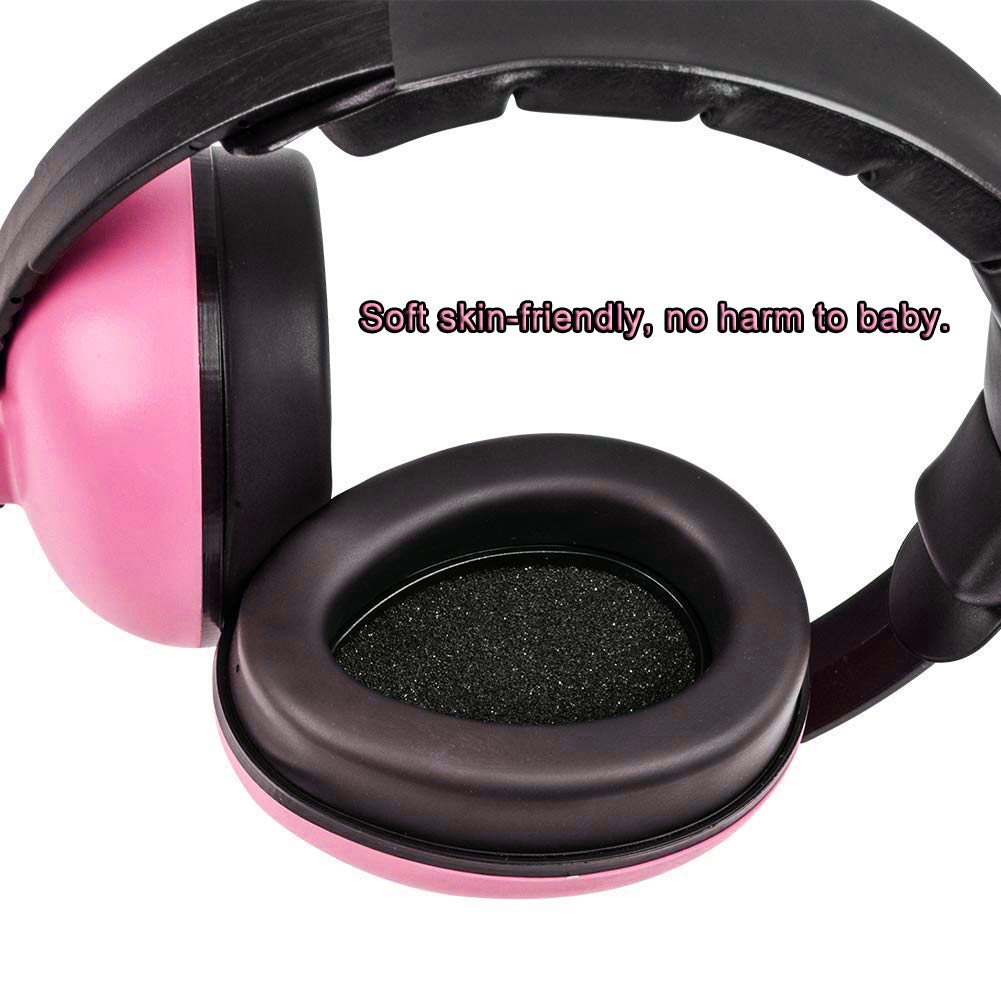 Solar-Power Baby Noise Cancelling Headphones, Ear Protection Earmuffs Noise Reduction for 0-3 Years Kids/Toddlers/Infant, for Babies Sleeping, Airplane, Concerts, Movie, Theater, Firework (Rose Red)