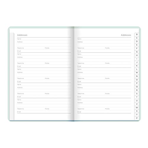 Letts Pastel A5 Address Book, White Paper, 192 Pages, 8.25 x 5.75 x 0.375 Inches, Duck Egg (B090039)