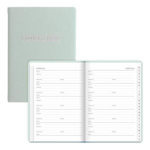 letts pastel a5 address book, white paper, 192 pages, 8.25 x 5.75 x 0.375 inches, duck egg (b090039)