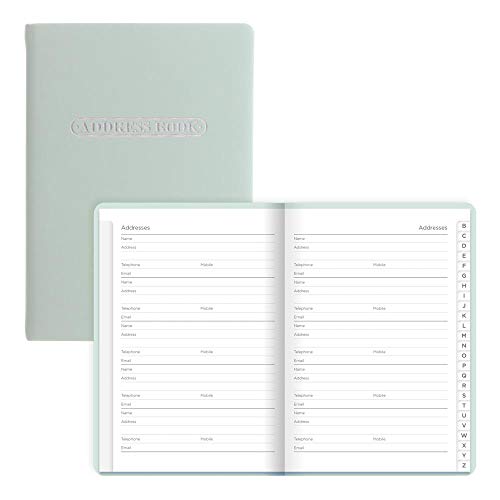 Letts Pastel A5 Address Book, White Paper, 192 Pages, 8.25 x 5.75 x 0.375 Inches, Duck Egg (B090039)