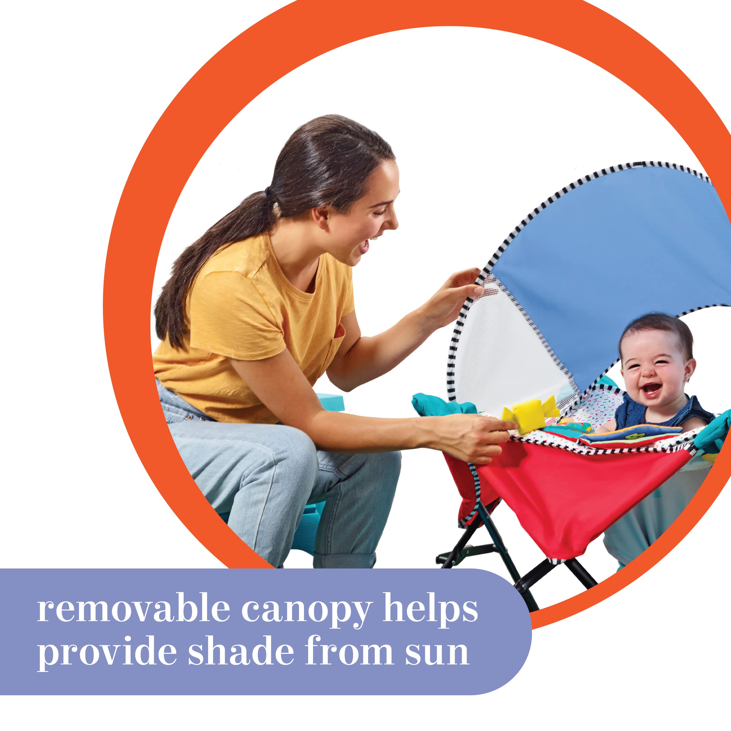 Summer Infant Pop 'N Jump SE Portable Baby Activity Center, Indoor Outdoor Use, Lightweight, Carrying Bag, Canopy, 6-12 months (Sweets)