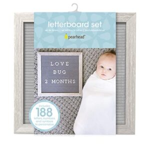 Pearhead 10" x 10" Letterboard, Rustic Nursery, Message Board, Milestone or Baby Announcement Sign, Light Gray