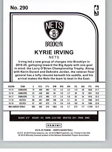 2019-20 Panini Hoops #290 Kyrie Irving Brooklyn Nets NBA Basketball Trading Card