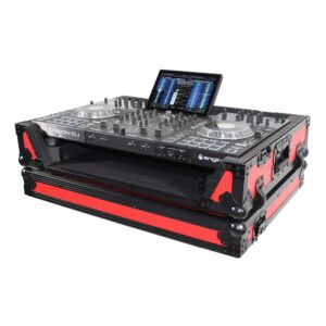 ProX XS-PRIME4 WRB ATA Flight Case For Denon PRIME 4 DJ Controller with 1U Rack Space and Wheels - Red Black