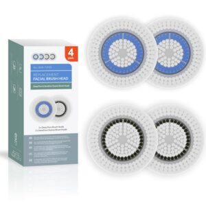 brushmo brush head replacements compatible with clarisonic mia 1, mia 2, mia fit, alpha fit, smart profile uplift, 4 pack of deep pore and sensitive