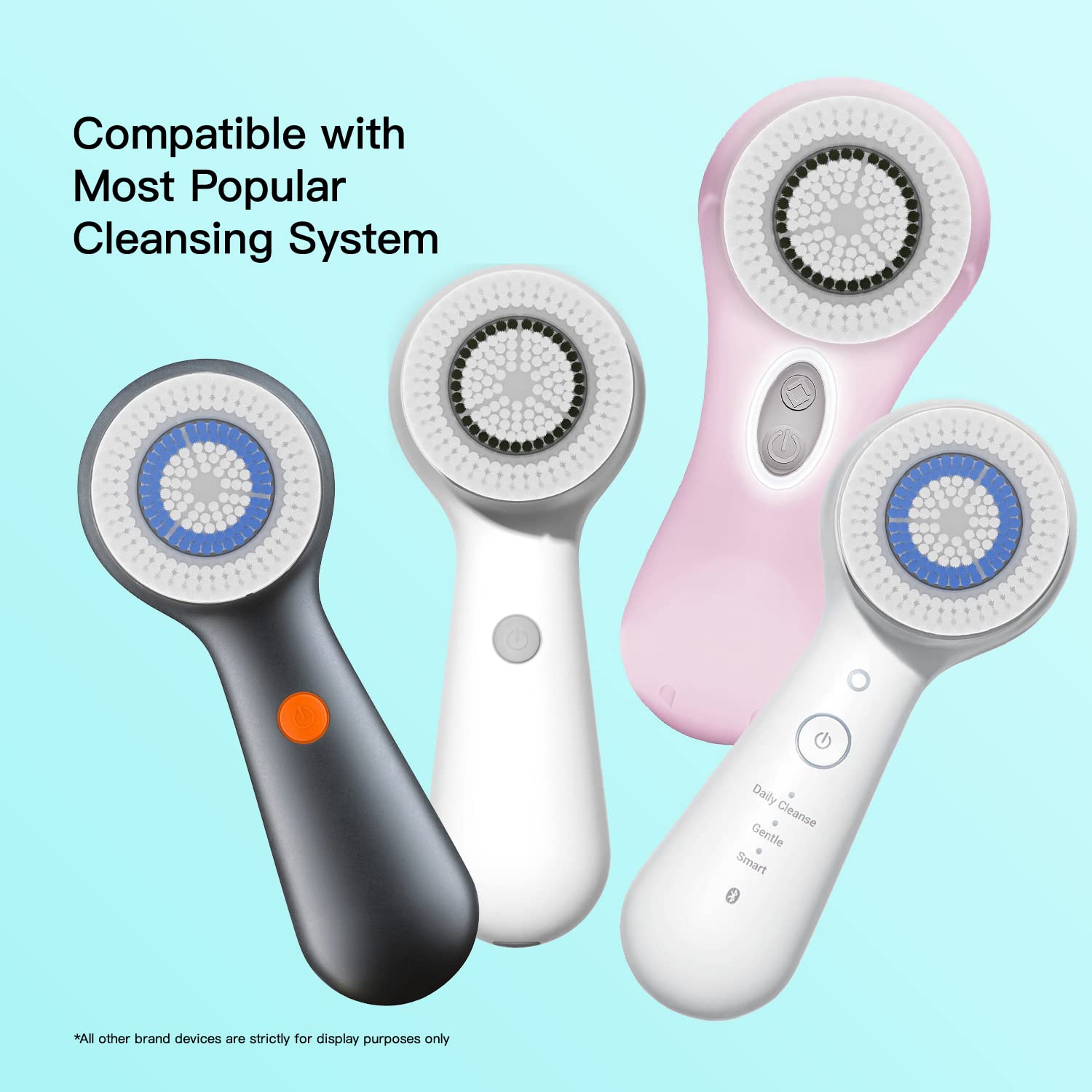 Brushmo Brush Head Replacements Compatible with Clarisonic Mia 1, Mia 2, Mia Fit, Alpha Fit, Smart Profile Uplift, 4 pack of Deep Pore and Sensitive