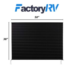 Camper Comfort Black RV Pleated Shade | Camper Blinds | RV Privacy Blinds | RV Solar Shade| Motor-Coach Shade (50" X 38")