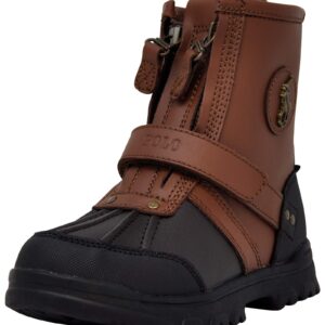 POLO RALPH LAUREN Boys Conquered Hi Boot, Chocolate/Tan Leather, 9 Toddler