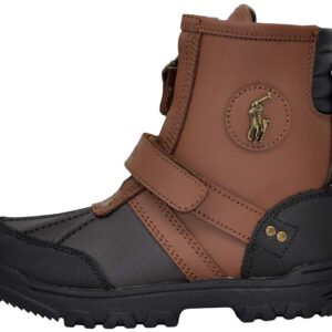 POLO RALPH LAUREN Boys Conquered Hi Boot, Chocolate/Tan Leather, 9 Toddler