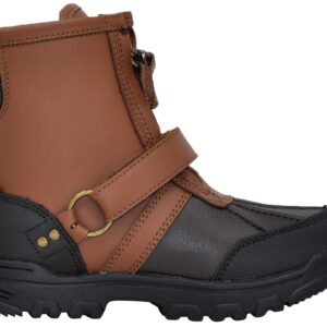 POLO RALPH LAUREN Boys Conquered Hi Boot, Chocolate/Tan Leather, 9 Toddler