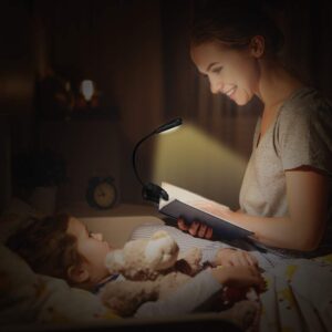 Vekkia Book Light Set with Charger, Clip on Reading Light in Bed with 3 Brightness, Up to 60 Hrs, Rechargeable, Eye-Care Warm LED for Read Before Bed (Incl Travel Case, Cable)