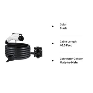 Lectron 40ft/12m J1772 Extension Cable Compatible with All J1772 EV Chargers - Flexible Charging for Your Electric Vehicle