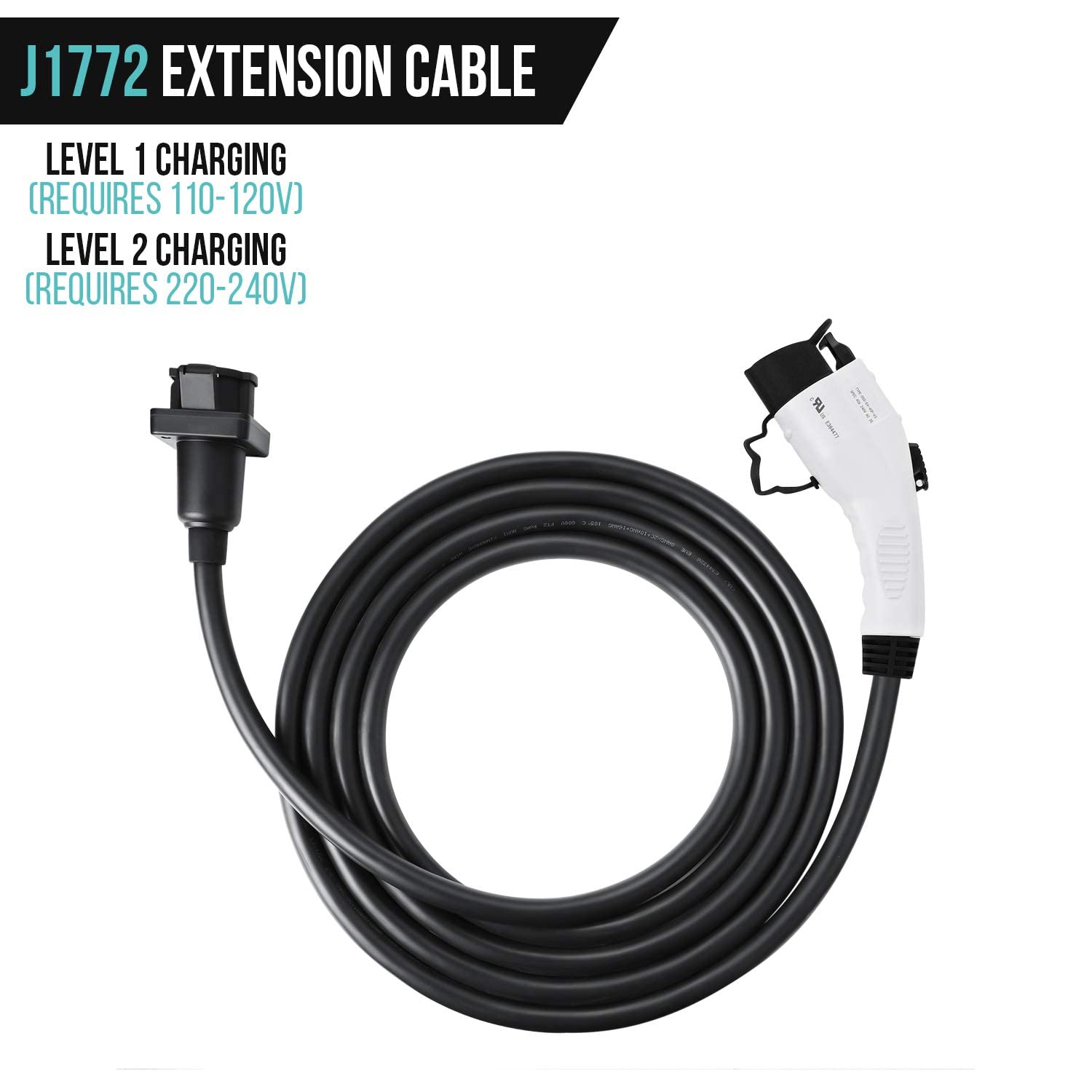 Lectron 40ft/12m J1772 Extension Cable Compatible with All J1772 EV Chargers - Flexible Charging for Your Electric Vehicle