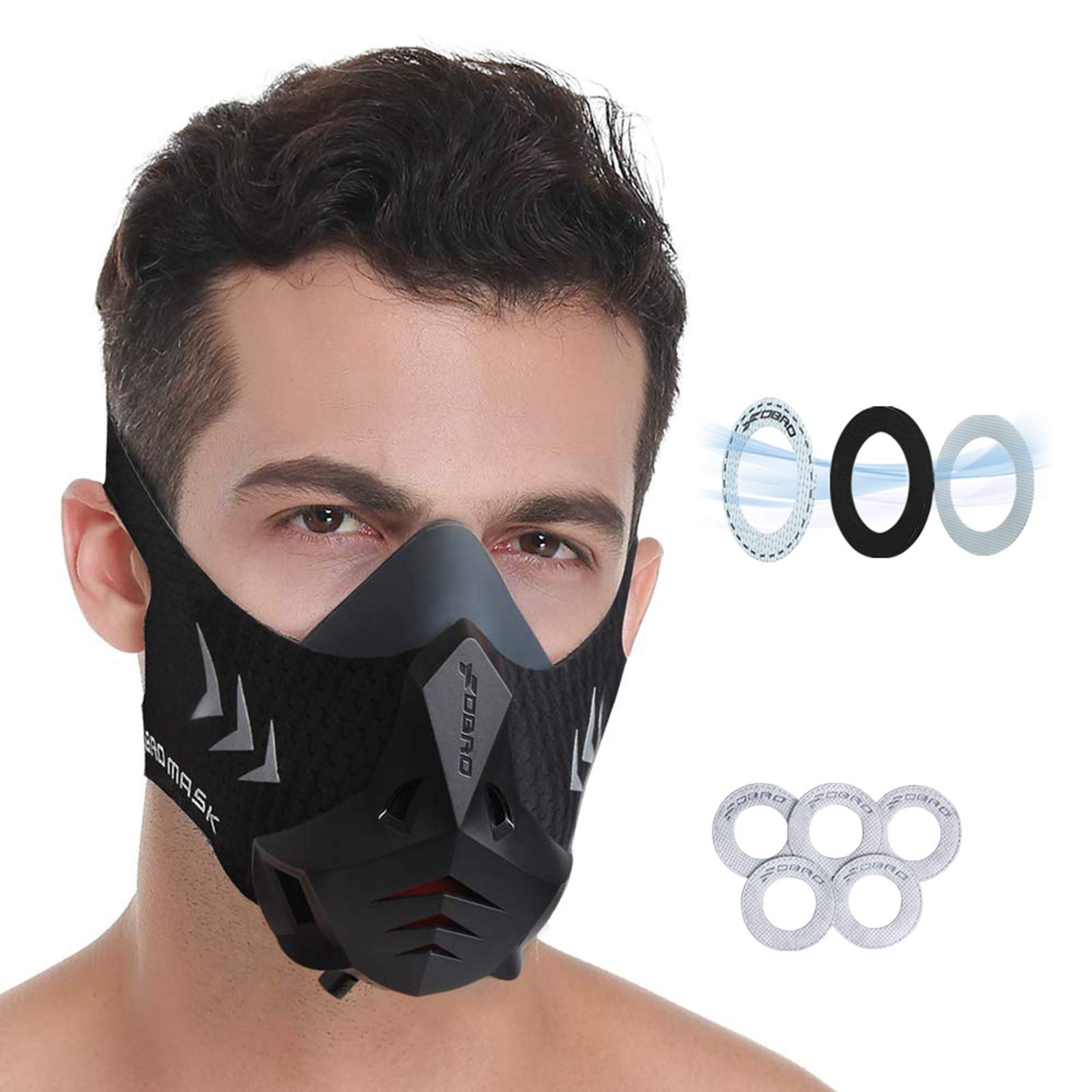 FDBRO Sports Mask 12 Breathing Levels Pro Workout Mask for Fitness,Running,Resistance,Cardio,Endurance Mask for Fitness Sport Mask (Black, M)