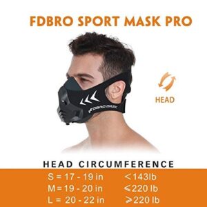 FDBRO Sports Mask 12 Breathing Levels Pro Workout Mask for Fitness,Running,Resistance,Cardio,Endurance Mask for Fitness Sport Mask (Black, M)