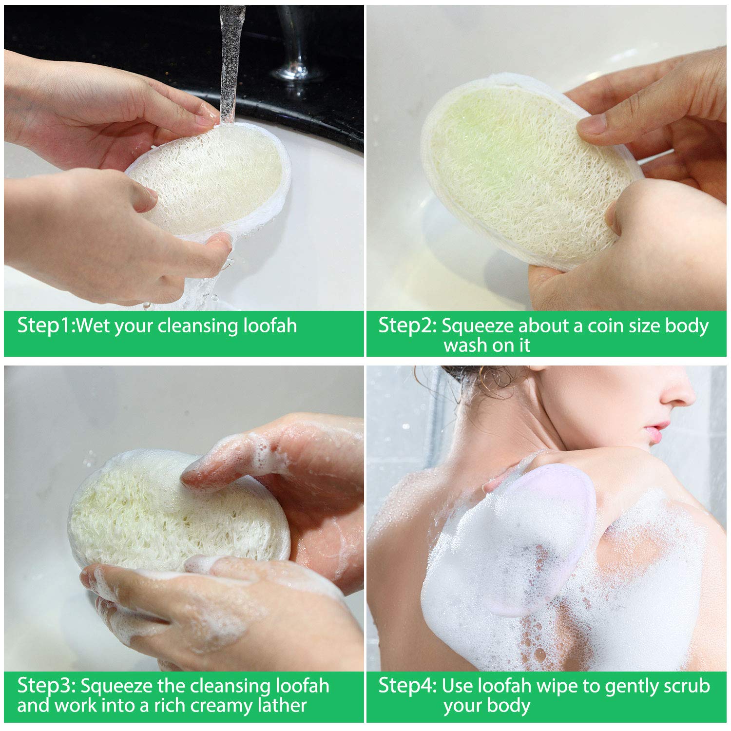 18 Packs Exfoliating Loofah Sponge Pads Facial Body Bath Shower Loofah Sponge Pad Natural Exfoliating Scrubber Brush for Men Women