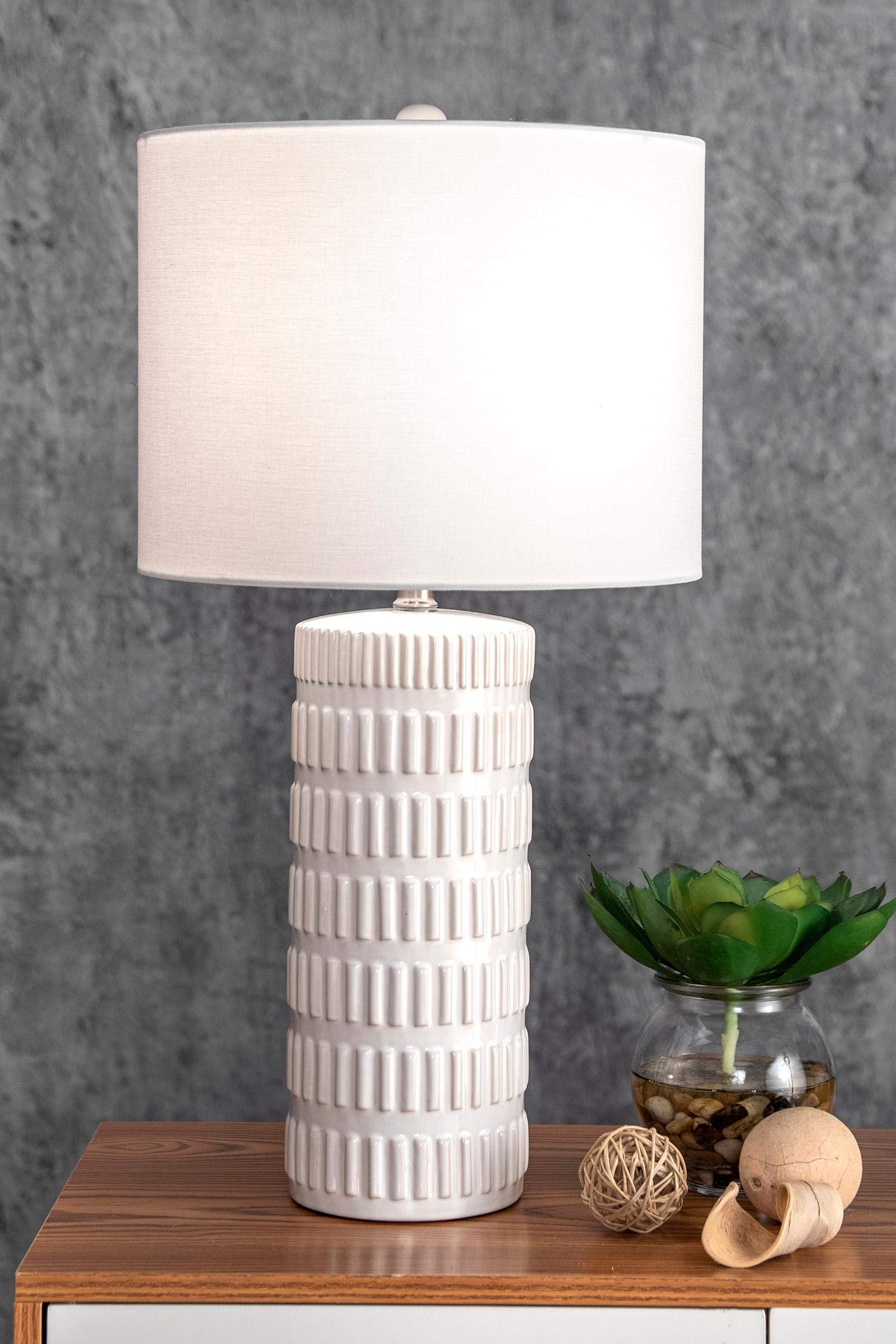 nuLOOM NPT43AA Franklin 25" Ceramic Table Lamp, (Height), White