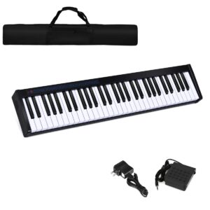 costzon 61-key portable digital piano, upgraded premium electric keyboard w/ 128 rhythm, 128 tone, sustain pedal, midi/usb interface, power supply, bluetooth function (black)
