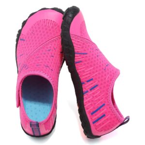 boys & girls kids water shoes lightweight comfort sole easy walking athletic slip on aqua sock pink-32
