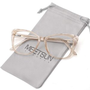 MEETSUN Blue Light Blocking Glasses for Women Anti Eyestrain Filter Blue Ray Computer Game Glasse&UV/Reduce Glare Lens (Brown Frame)