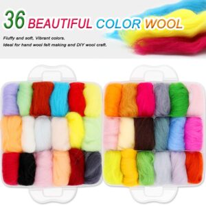 Needle Felting Kit 109 Pieces Set, Wool Roving 36 Colors with Complete Felt Tools and Storage Box Needle Felting Starter Kit for DIY Craft Animal Home Decoration Birthday Gift