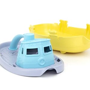 Green Toys Tugboat, Grey/Yellow/Turquoise Assorted - Pretend Play, Motor Skills, Kids Bath Toy Floating Pouring Vehicle. No BPA, phthalates, PVC. Dishwasher Safe, Recycled Plastic, Made in USA.