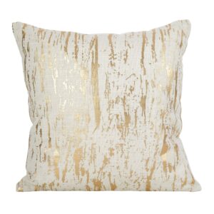 Fennco Styles Distressed Metallic Foil Design Cotton Throw Pillow Cover 20 x 20 Inch - Gold Throw Pillow Case for Couch, Living Room and Bedroom Décor