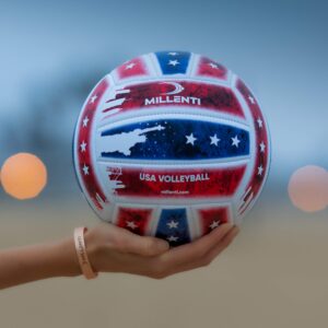 Millenti US Volleyball - Beach Gym Volleyballs, American Flag Stars and Stripes High-Visibility, Easy-to-Track Design, Patriotic USA Red White & Blue, VB-US-Vintage