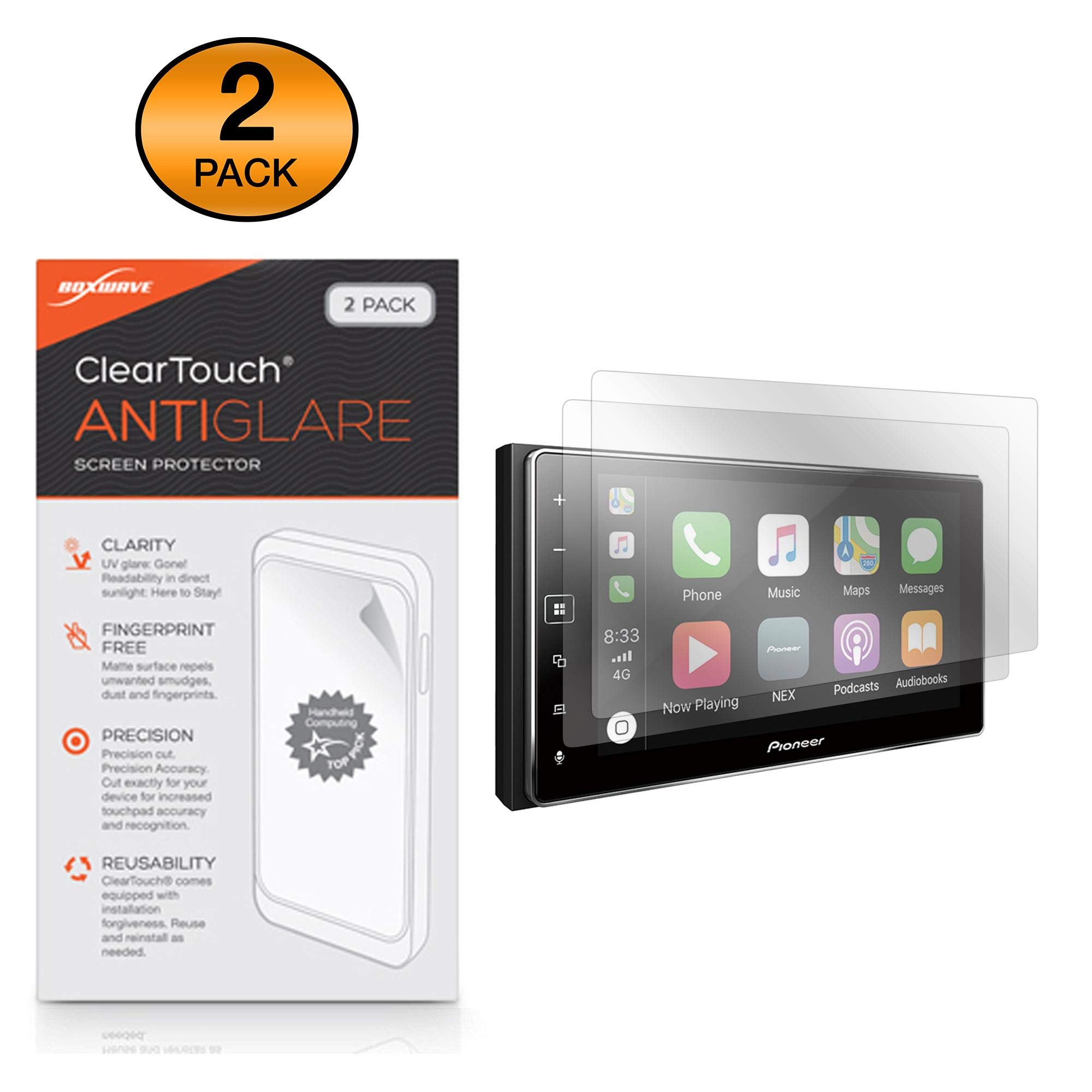 BoxWave Screen Protector Compatible with Pioneer MVH-1400NEX - ClearTouch Anti-Glare (2-Pack), Anti-Fingerprint Matte Film Skin