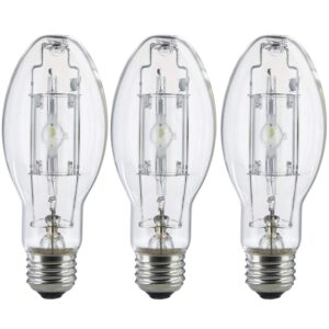 bluex bulbs 3 pack mp100/u/med 100 watt metal halide ed17 bulb, medium base, clear metal halide bulb 100w
