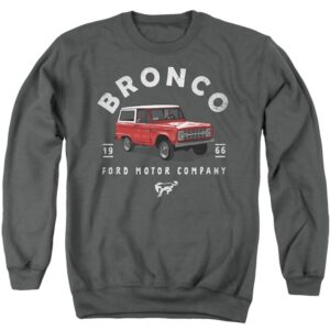 ford bronco bronco illustrated unisex adult crewneck sweatshirt for men and women, medium charcoal