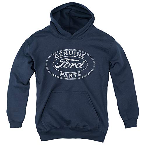 Trevco Ford Genuine Parts Unisex Youth Pull-Over Hoodie for Boys and Girls, Large Navy