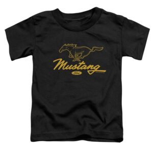 ford mustang pony script unisex toddler t shirt for boys and girls, small (2t) black