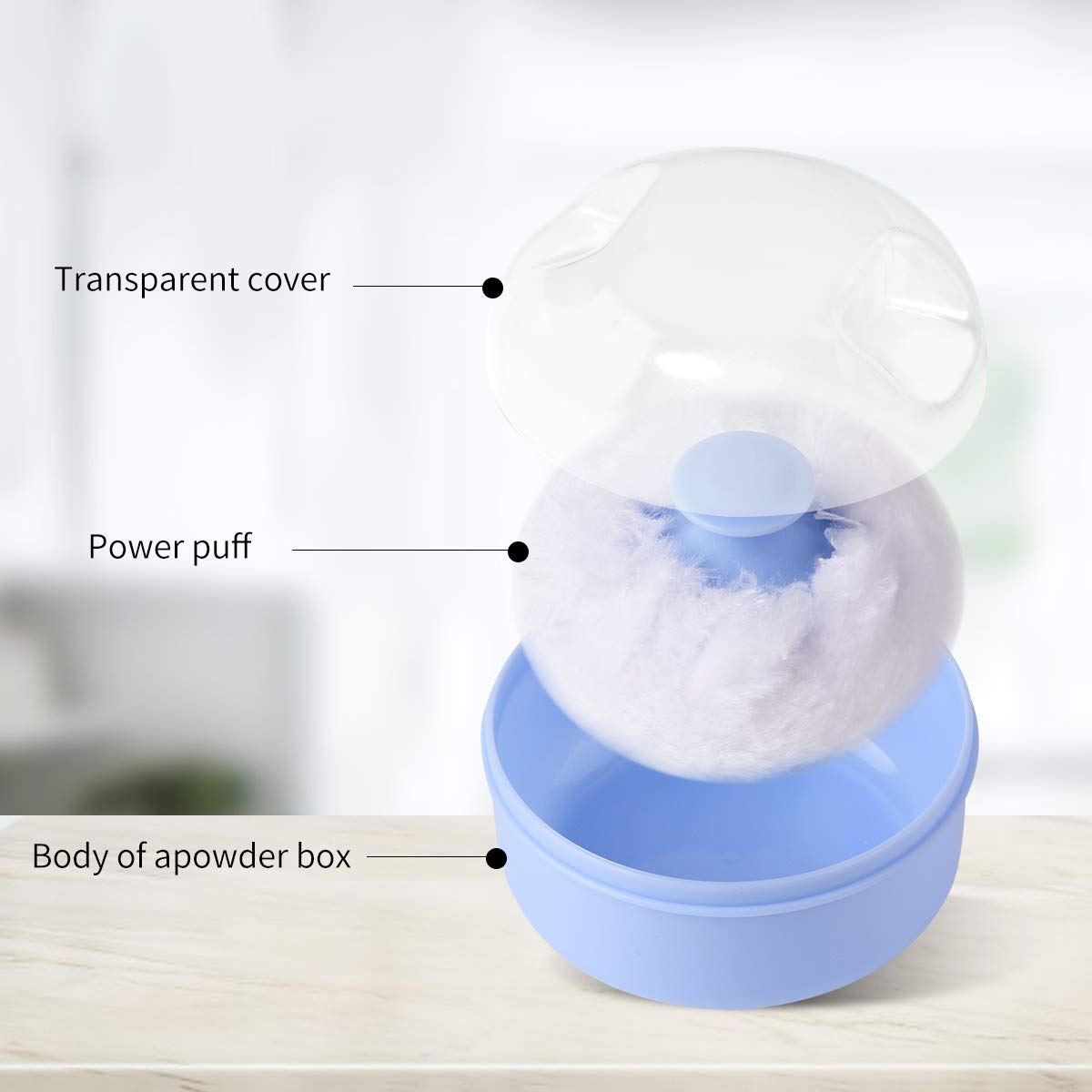 Arroyner 2Pcs Baby Body Cosmetic Powder Puff Body Powder Puff and Container Case (Pink and Blue) (2pcs)