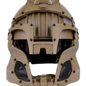 Simways Cosplay Airsoft Full Face Head Helmet Tactical Sorta-Kinda Mandalorian/Boba Fett/Galac-Tac/Star Wars Airsoft Helmet with Exchangable Lens(Tan)