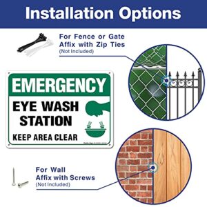 (2 Pack) Emergency Sign, Eye Wash Station Sign, Keep Area Clear Sign, 10 x 7 Inches .40 Rust Free Aluminum, UV Protected, Weather Resistant, Waterproof, Durable Ink，Easy to Mount