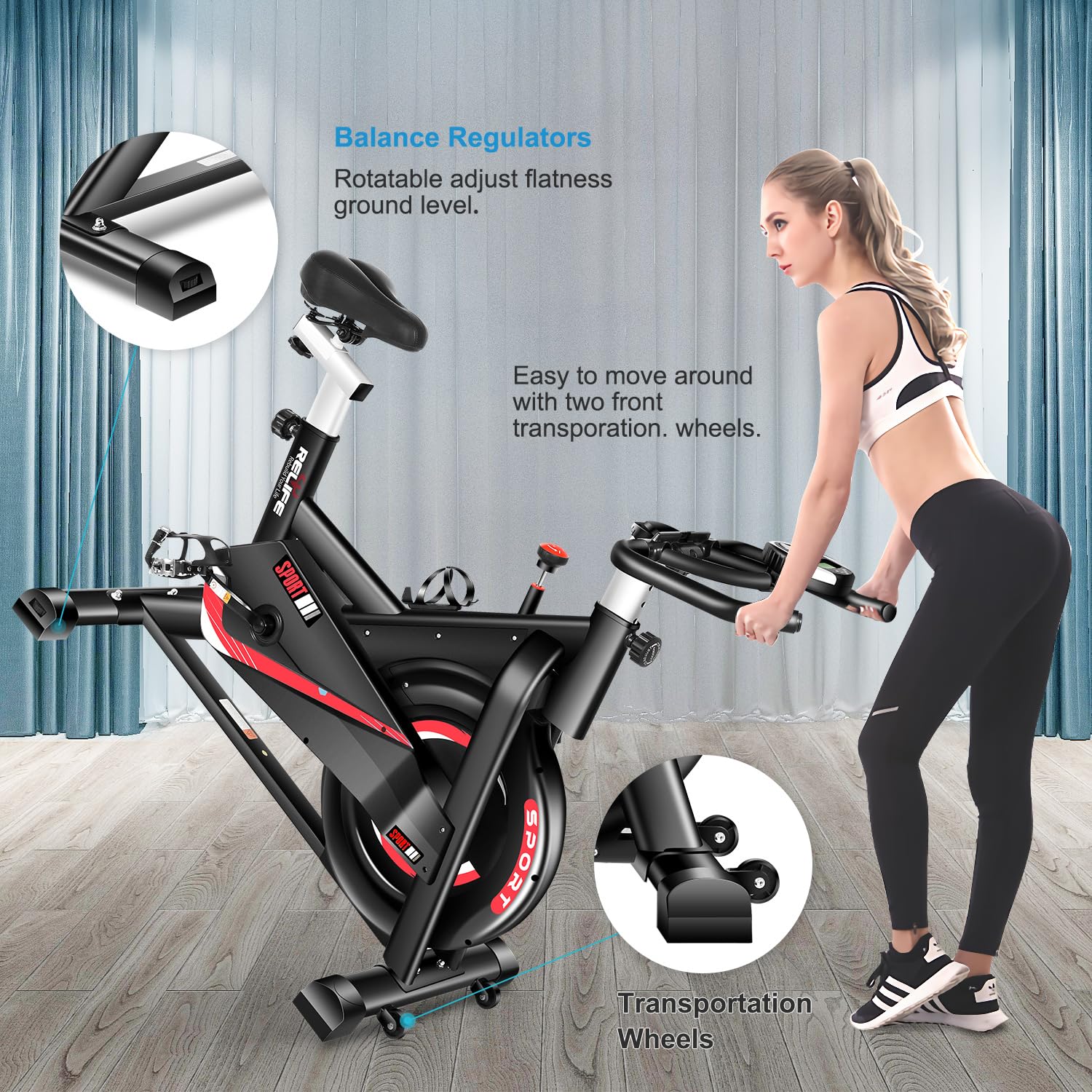 RELIFE REBUILD YOUR LIFE Exercise Bike Indoor Cycling Bike Fitness Stationary All-inclusive Flywheel Bicycle with Resistance for Gym Home Cardio Workout Machine Training New Version